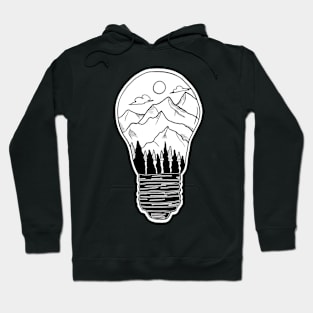 Mountains in a lightbulb creative handdrawn Gift Hoodie